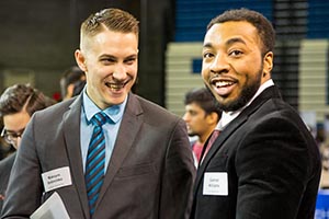 Two students at a job fair.