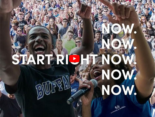 A crowd of students celebrating.